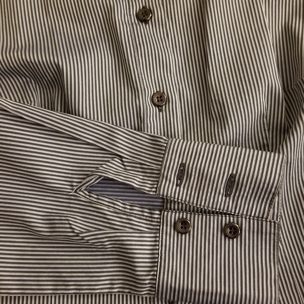 New Roccobarocco Shirt Blue Stripe Size US 6 - Picture 4 of 5